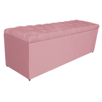 Calçadeira Estofada Liverpool 160 cm Queen Size Suede Rosa Bebê - Amarena Móveis