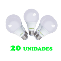 20 Lampadas Bulbo E27 12W Ed Bivolt Policarbonato Leitosa Branco