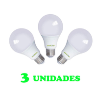 3 Lampadas Bulbo E27 12W Ed Bivolt Policarbonato Leitosa Branco