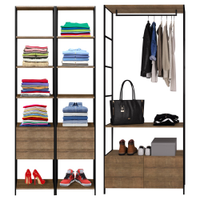 Quarto Modulado Closet 8 Gavetas Estilo Industrial Steel Quadra Vermont Base Preto - Artesano