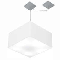 Pendente Quadrada C/ Desvio Md-4271 Cúpula em Tecido 30/40x40cm Branco - Bivolt