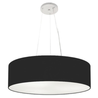 Pendente Cilíndrico Md-4190 Cúpula em Tecido 55x15cm Preto - Bivolt