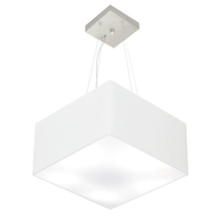 Pendente Quadrado Md-4005 Cúpula em Tecido 21-35x35cm Branco - Bivolt