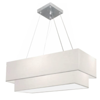 Pendente Duplo Retangular Vivare Md-4322 Cúpula em Tecido 99x40cm x 80x30cm Branco - Bivolt