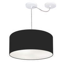 Pendente Cilíndrico Com Desvio Md-4147 Cúpula em Tecido 50x25cm Preto - Bivolt