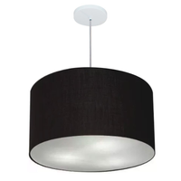 Pendente Cilíndrico Md-4257 Cúpula em Tecido 45x30cm Preto - Bivolt