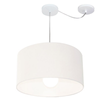 Pendente Cilíndrico Com Desvio Md-4229 Cúpula em Tecido 45x30cm Branco - Bivolt