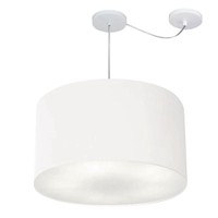 Pendente Cilíndrico Com Desvio Md-4235 Cúpula em Tecido 45x30cm Branco - Bivolt