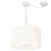 Pendente Cilíndrico Com Desvio Md-4166 Cúpula em Tecido 40x25cm Branco - Bivolt