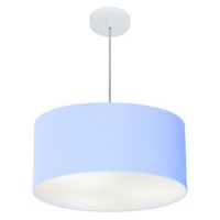 Pendente Cilíndrico Md-4100 Cúpula em Tecido 50x25cm Azul Bebê - Bivolt