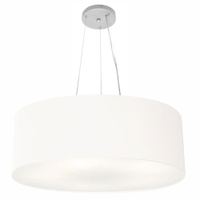 Pendente Cilíndrico Md-4010 Cúpula em Tecido 60x21cm Branco - Bivolt