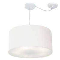 Pendente Cilíndrico Com Desvio Md-4261 Cúpula em Tecido 50x30cm Branco - Bivolt