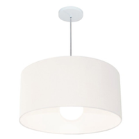 Pendente Cilíndrico Md-4207 Cúpula em Tecido 55x25cm Branco - Bivolt