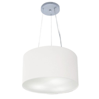 Pendente Cilíndrico Md-4009 Cúpula em Tecido 40x21cm Branco - Bivolt