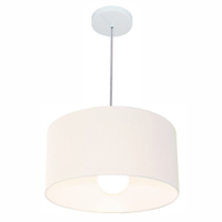 Pendente Cilíndrico Md-4031 Cúpula em Tecido 40x21cm Branco - Bivolt