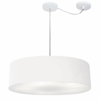 Pendente Cilíndrico Com Desvio Md-4265 Cúpula em Tecido 60x15cm Branco - Bivolt