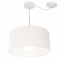 Pendente Cilíndrico Com Desvio Md-4230 Cúpula em Tecido 50x25cm Branco - Bivolt