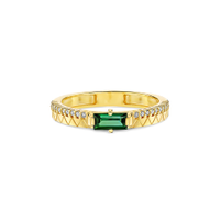 Anel Icona em Ouro Amarelo 18k com Turmalina Verde e Diamantes