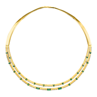 Colar Icona em Ouro Amarelo 18k com Turmalinas Verdes e Diamantes, 38cm