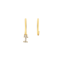 Brinco Letra I em Ouro Amarelo 18k com Diamantes