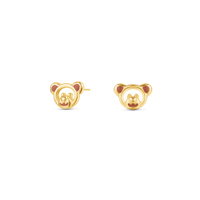 Brinco Baby Urso em Ouro Amarelo 18k com Esmalte