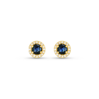 Brinco Classic Oriental em Ouro Amarelo 18k com Safira Azul e Diamantes