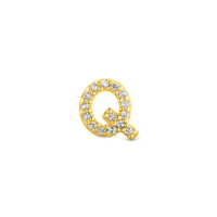 Brinco Único Letra Q em Ouro Amarelo 18k com Diamantes