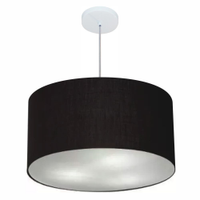 Pendente Cilíndrico Md-4080 Cúpula em Tecido 60x30cm Preto - Bivolt