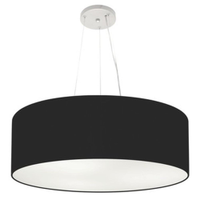 Pendente Cilíndrico Md-4010 Cúpula em Tecido 60x21cm Preto - Bivolt