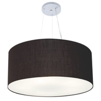 Pendente Cilíndrico Md-4135 Cúpula em Tecido 70x30cm Preto - Bivolt