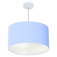 Pendente Cilíndrico Md-4101 Cúpula em Tecido 60x30cm Azul Bebê - Bivolt