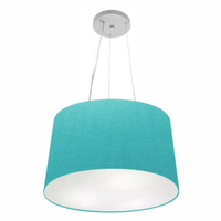 Pendente Cone Md-4153 Cúpula em Tecido 30-45x40cm Azul Turquesa - Bivolt