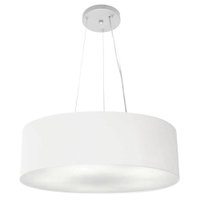 Pendente Cilíndrico Md-4134 Cúpula em Tecido 50x15cm Branco - Bivolt