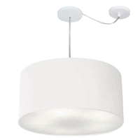 Pendente Cilíndrico Com Desvio Md-4264 Cúpula em Tecido 55x30cm Branco - Bivolt