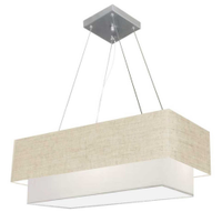 Pendente Duplo Retangular Vivare Md-4138 Cúpula em Tecido 70x30cm x 60x25cm RST/BR - Bivolt