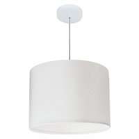 Pendente Cilíndrico Md-4146 Cúpula em Tecido 40x30cm Branco - Bivolt