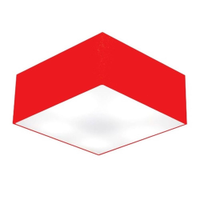 Plafon Quadrado Md-3012 Cúpula em Tecido 21/50x50cm Vermelho - Bivolt