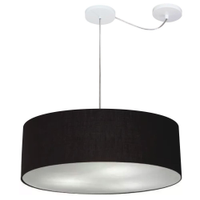 Pendente Cilíndrico Com Desvio Md-4262 Cúpula em Tecido 55x15cm Preto - Bivolt