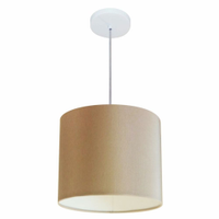 Pendente Cilíndrico Md-4054 Cúpula em Tecido 30x21cm Palha - Bivolt