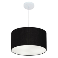 Pendente Cilíndrico Md-4019 Cúpula em Tecido 40x21cm Preto - Bivolt