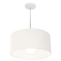 Pendente Cilíndrico Md-4203 Cúpula em Tecido 45x21cm Branco - Bivolt