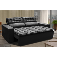 Sofá 3 Lugares Retrátil e Reclinável Cama inBox Slim 1,80m Velusoft Preto