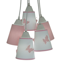 Lustre Pendente Borboletas Rosa e Branco Bivolt