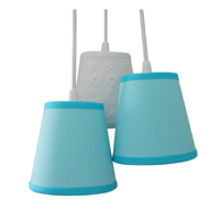 Lustre Pendente Baby Triplo Azul e Renda