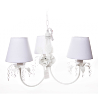 Lustre 3L Primavera Cristais 2 Flores G Branco Quarto Bebê Infantil