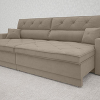 Sofá Duke 2,90m Retrátil e Reclinável Velosuede Capuccino - NETSOFAS