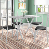 Conjunto de Mesa Miame com 4 Cadeiras Lisboa Branco Prata e Petróleo