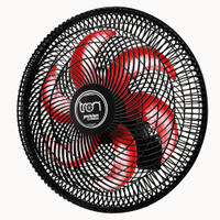 Ventilador Parede Lorena Preto Oscilante 127V Pás Vermelho