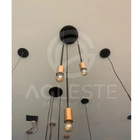 Pendente Kit Suspensão Haste Longa 03 Lâmpada E27 Preto/Cobre - T.Y Iluminação