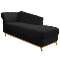 Recamier Vanessa 185cm Lado Direito Suede Preto - Amarena Móveis